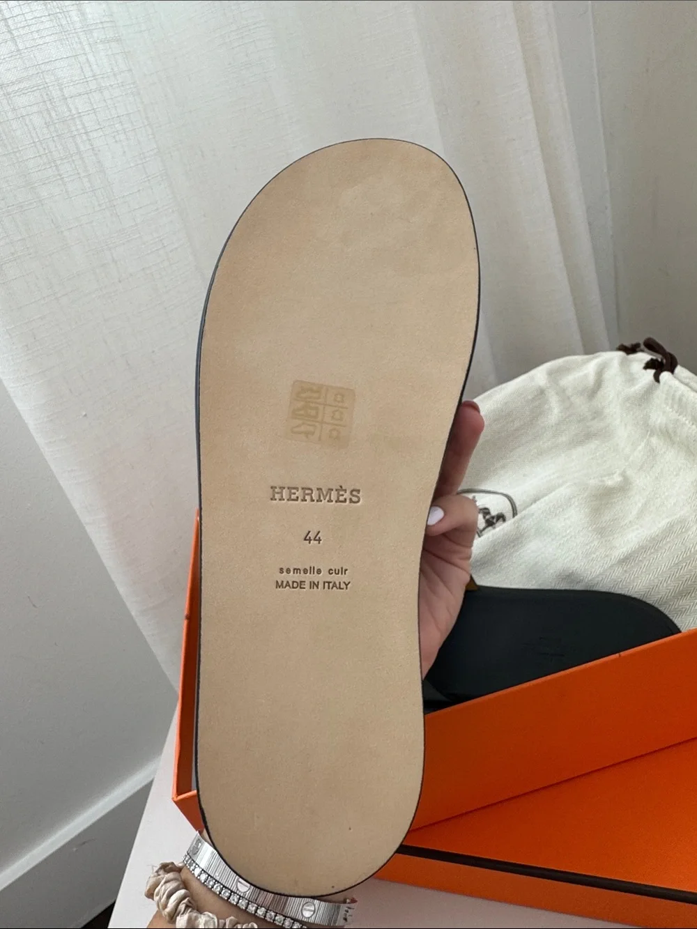 Hermes Black Izmir Sandals
